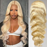 Loyom 613 lace-front wig close-up highlights transparent lace for natural parting.