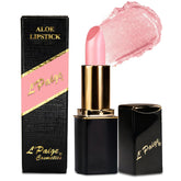 L'Paige Shimmery Ice Lipstick cap-off closeup shows everyday wear in cool-pink with shimmer.