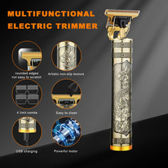 LQT Hair Trimmer displays zero-gap precision length control with four guide combs for styling.