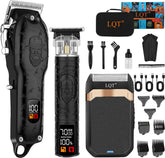LQT Professional Hair Clipper Set Black front view for precise home grooming