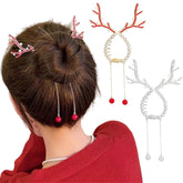 LRKNNO Christmas reindeer clip secures a high ponytail with non-slip grip.