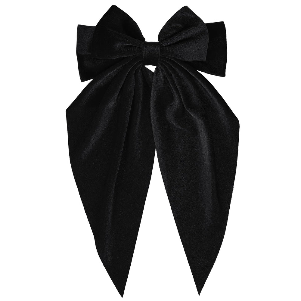 LSVOZ Black Velvet Hair Bow closeup showing rich texture and elegant style.