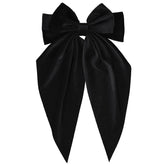 LSVOZ Black Velvet Hair Bow closeup showing rich texture and elegant style.