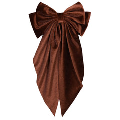 LSVOZ brown velvet hair bow close-up showing plush texture and elegant detail