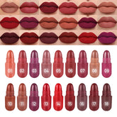 LSxia 18-color matte lipstick capsule pack swatch for daily wear versatility