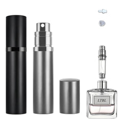 LTBL two-pack perfume travel bottle in black and gray for on-the-go fragrance