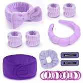 LTHYHJ spa set purple headband close-up shows moisture-absorbing fabric for facial routines