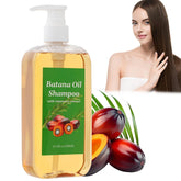 Lucift Shampoo De Batana bottle closeup showing nourishing formula for hair.