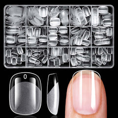 LuckForever 300pc extra-short square nail tips clear for fast, natural-looking nail extensions.