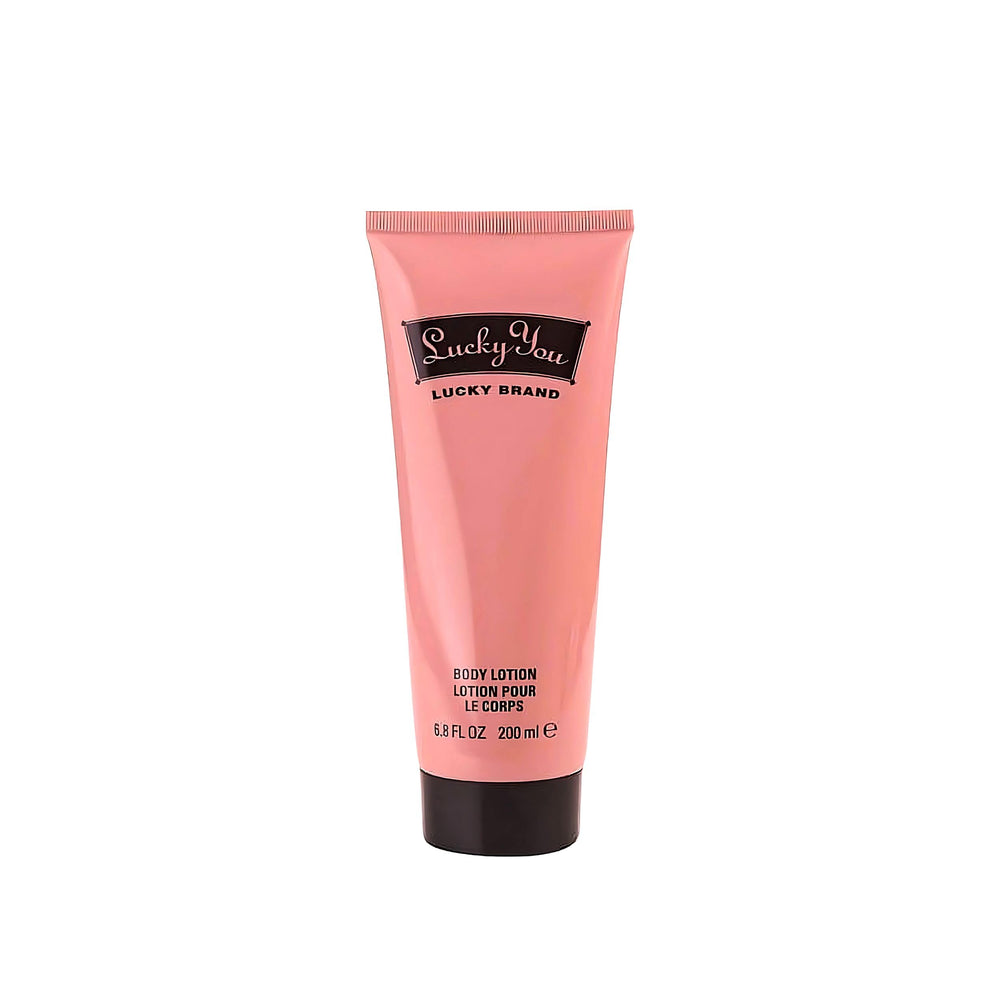 Lucky Brand Lucky You Body Lotion bottle delivering hydrating moisture with fragrance.