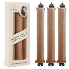 Luckybear overnight heatless hair curler jumbo rod close-up on soft velvet satin for comfortable wear