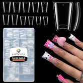 Luckyfairy duck nail tips clear close-up for glossy, durable DIY manicure.