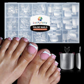Luckyfairy square toe nail tips pack shows 504 pieces in 15 sizes for precise fit.