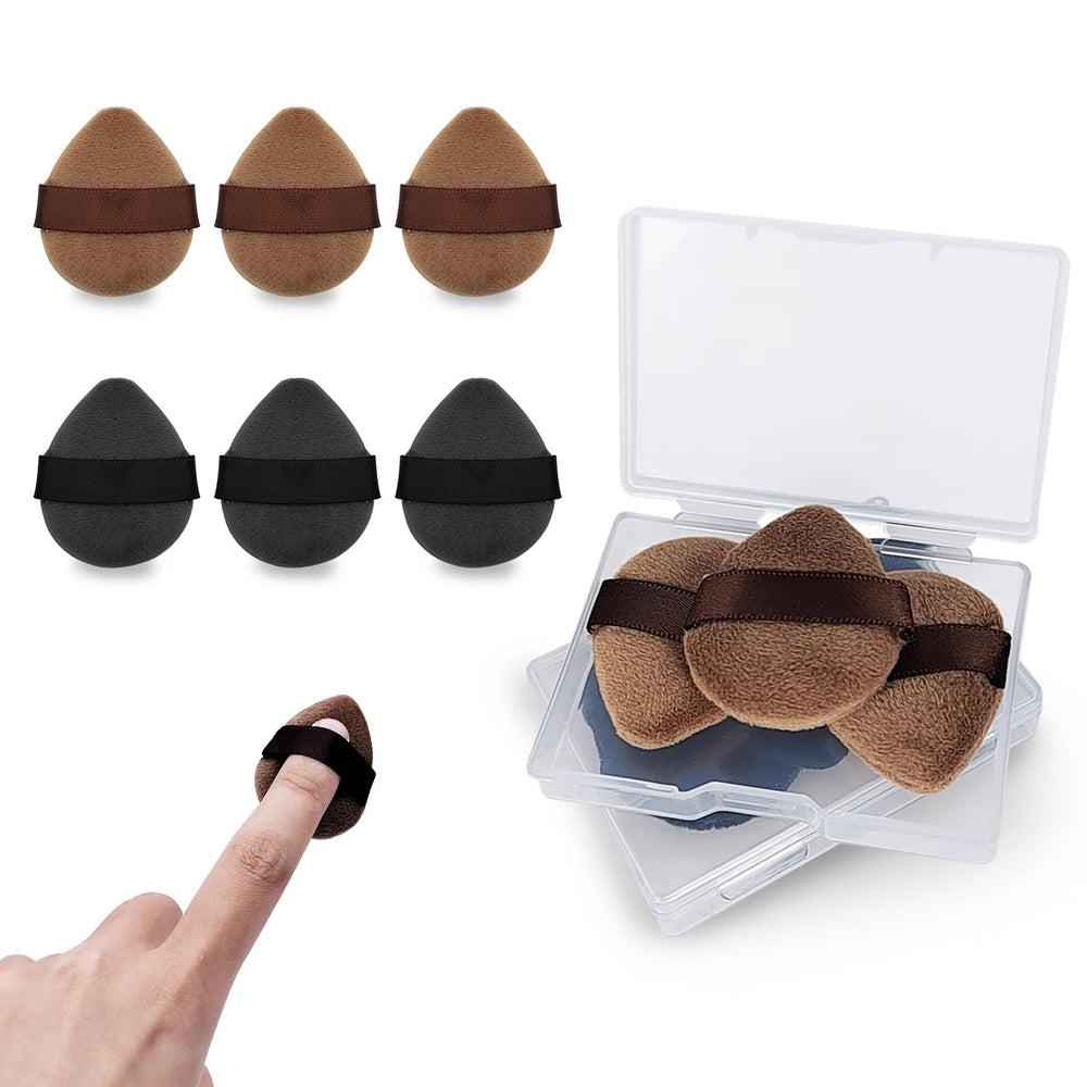 LuckyOpt mini powder puffs in travel case for on-the-go touch-ups