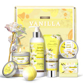 LUCOTIYA birthday spa gift box front view with cheerful yellow design for celebrations