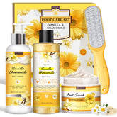 LUCOTIYA foot soak set vanilla chamomile salts for relaxing pedicure routine