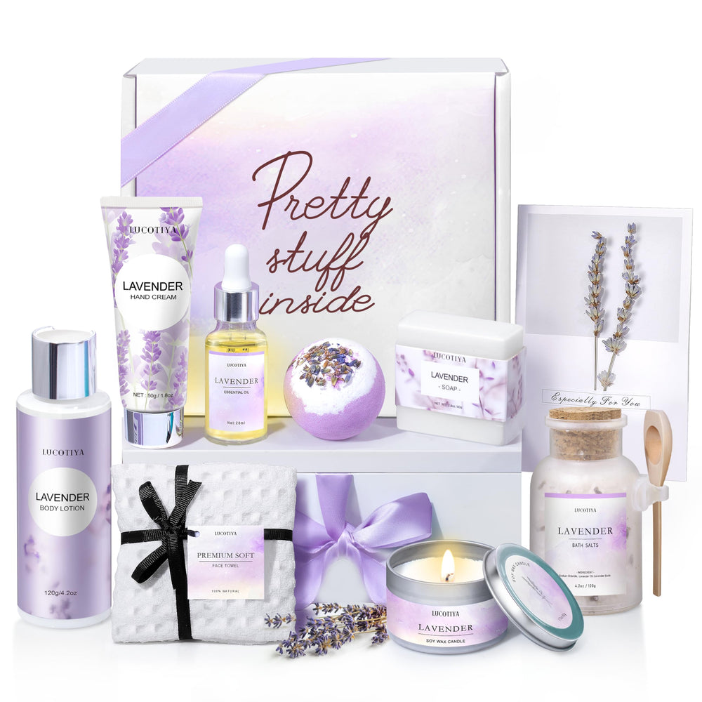 LUCOTIYA lavender spa gift box—perfect for gifting on birthdays or special occasions.