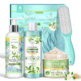 LUCOTIYA Tea Tree Orange Foot Soak Set salts for soothing, softening feet.