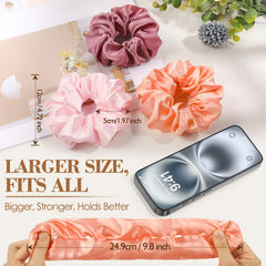 LUDILO silk satin scrunchies stretch to secure hair without slipping.