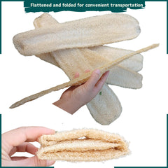 LUFAFY loofah flat-packed packaging ready to soak before use for softness