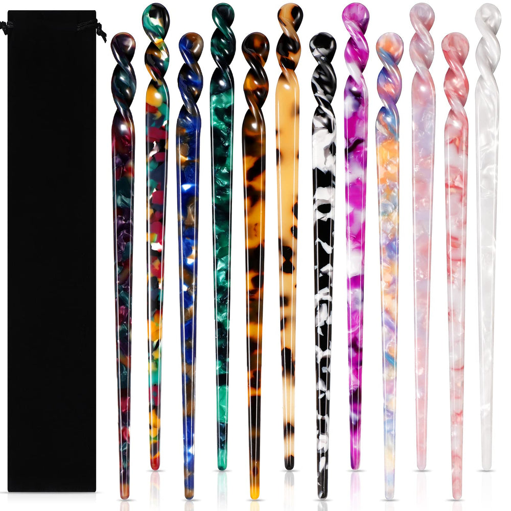 Luinabio acetate hair sticks in tortoise shell secure a chic bun with gentle hold.