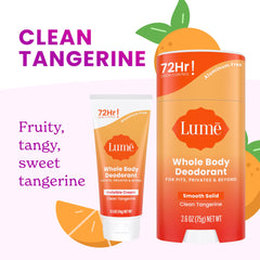 Lume 72-hour odor control graphic illustrates all-day protection across multiple body areas
