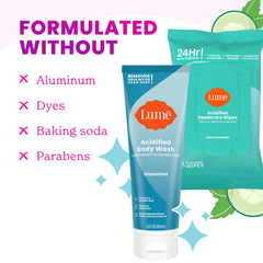 Lume acidified body wash close-up texture showing hydrating cleansing