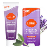 Lume cream tube lavender sage 3oz closeup highlighting all day odor control