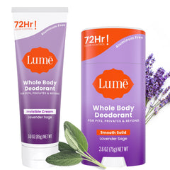 Lume cream tube lavender sage 3oz closeup highlighting all day odor control