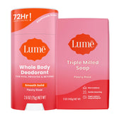 Lume deodorant stick, peony rose, smooth glide for all-day odor control