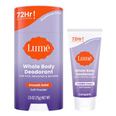 Lume invisible cream tube mini application demonstrates quick odor control on sensitive areas.