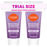 Lume Lavender Sage travel-tube close-up highlighting smooth glide for odor control.