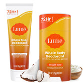 Lume toasted coconut cream-tube application showing long-lasting odor control.