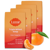 Lume triple-milled bar soap rich moisture close-up showing creamy lather for daily skin care