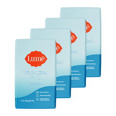 Lume triple milled bar soap rich moisture for hydrated skin.
