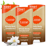 Lume Vanilla Bliss smooth solid stick close-up showing odor-control glide for everyday use