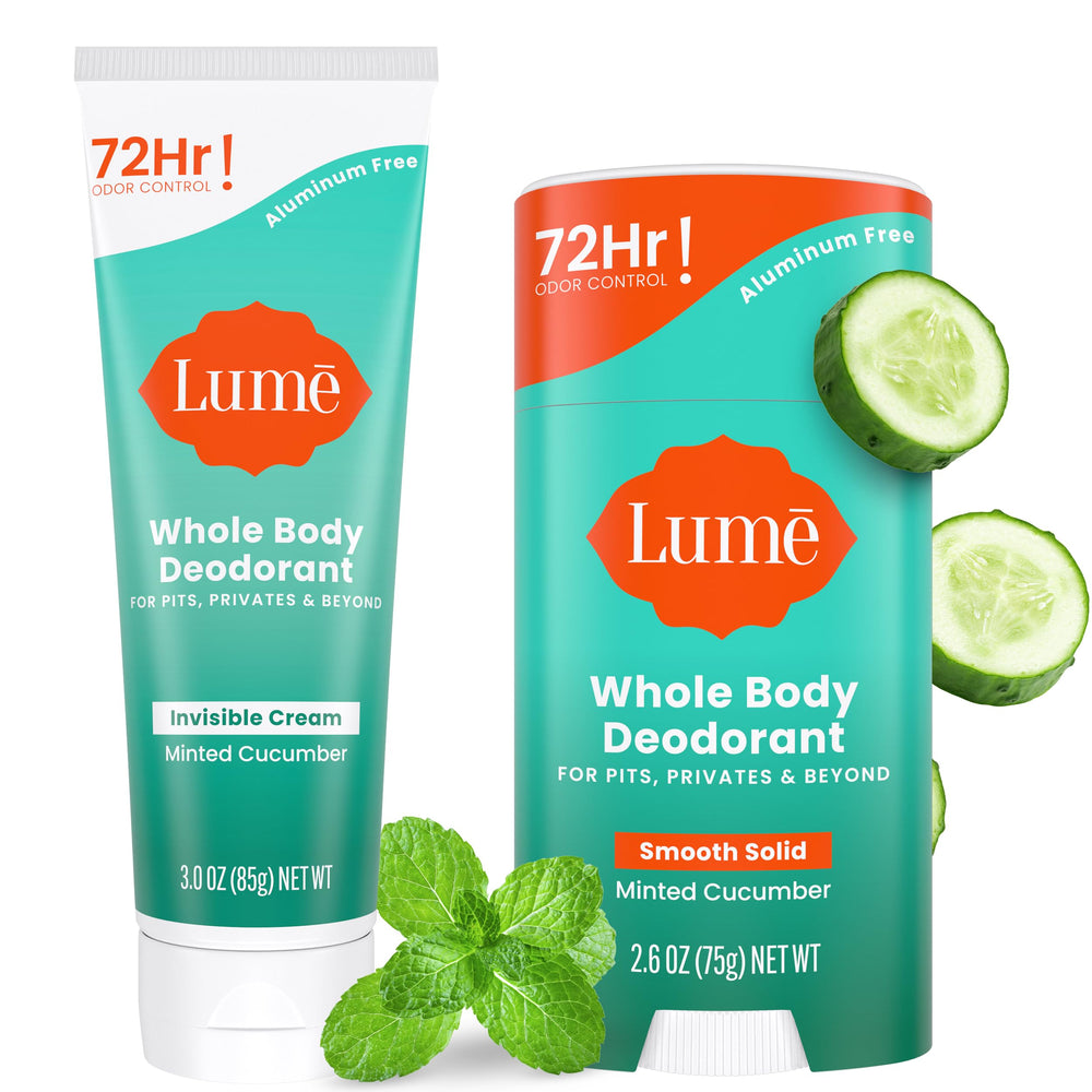 Lume cream-tube minted cucumber for all-day odor control.
