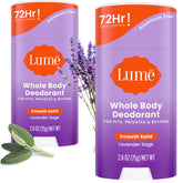 Lume Lavender Sage deodorant stick ready for smooth odor control.