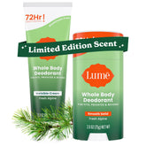 Lume Whole Body Deodorant tube in Fresh Alpine, compact for travel odor control.