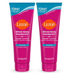 Lume unscented deodorant tube shown for smooth application and long-lasting odor control.