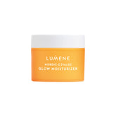Lumene Nordic-C Valo Glow bottle demonstrates hydrating radiance for dry skin
