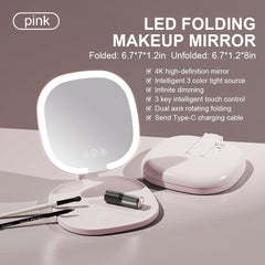 Lumicll LED mirror showing three-color lighting for accurate shade matching in different environments.