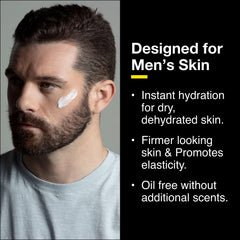 Lumin Daily Face Moisturizer for Men cream texture highlights non-greasy absorption for daily wear.