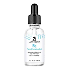 LuminaSkin Hydrating B5 Gel jar close-up showing rich moisture for all-day hydration