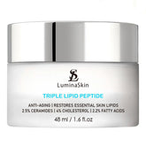 LuminaSkin Triple Lipid Lipid-Peptide jar close-up shows barrier-restoring cream