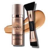LUMINESS Silk Airbrush Foundation bottle enabling buildable coverage for a natural finish.