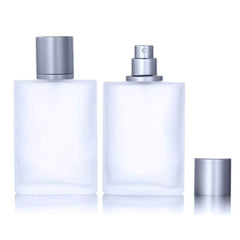 Luojery 100ml frosted glass bottle with silver cap for travel-friendly fragrance.