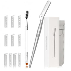 LuottsCare stainless steel eyebrow razor with travel cover for portable smooth skin grooming.