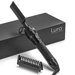 LURA hot comb with digital display showing precise temperature for styling