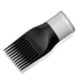 LURA blow dryer comb attachment side view showing wide nozzle compatibility for versatile styling